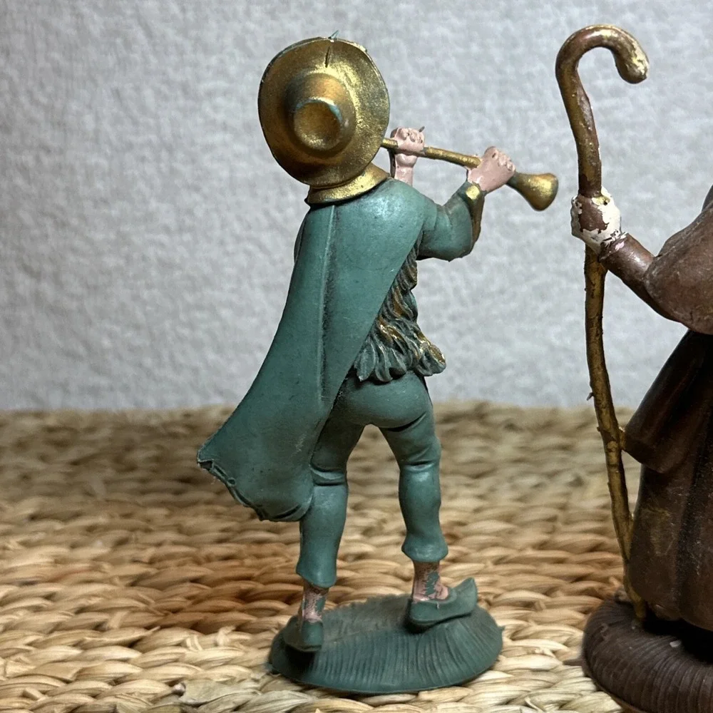 Vintage Shepherd Lantern Musician Nativity Figures Christmas Italy‎ Nativity
